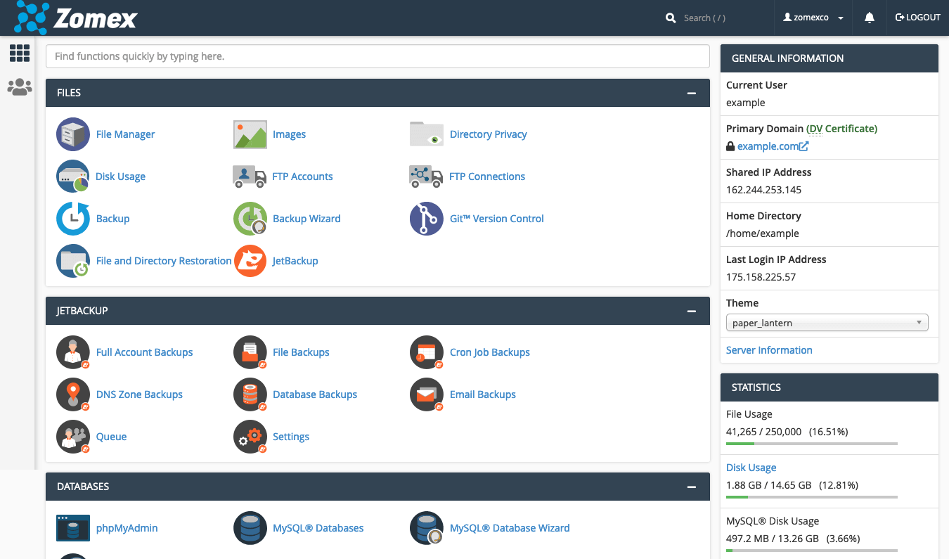 cPanel hosting control panel
